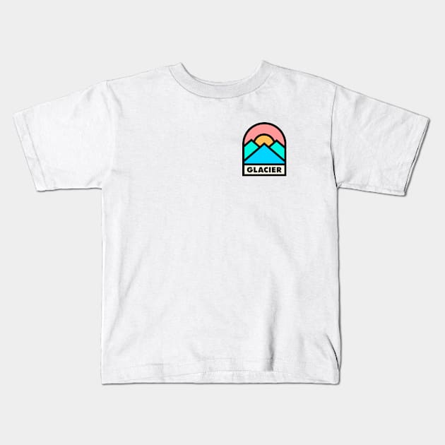 Glacier Retro Badge Kids T-Shirt by modeoftravel